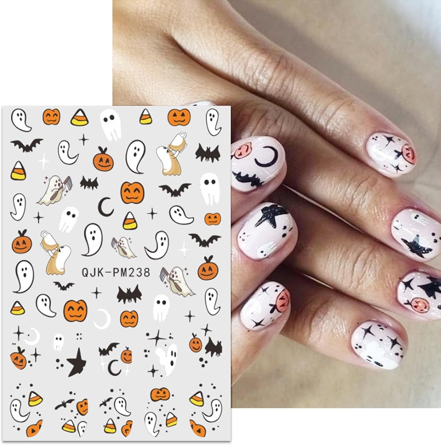 JMEOWIO Nagelsticker Halloween 9 Blatt Nail Art Naklejka Selbstklebend Nagelaufkleber Süßes Gespens Kürbis Dekoration Nageldesign Zubehör