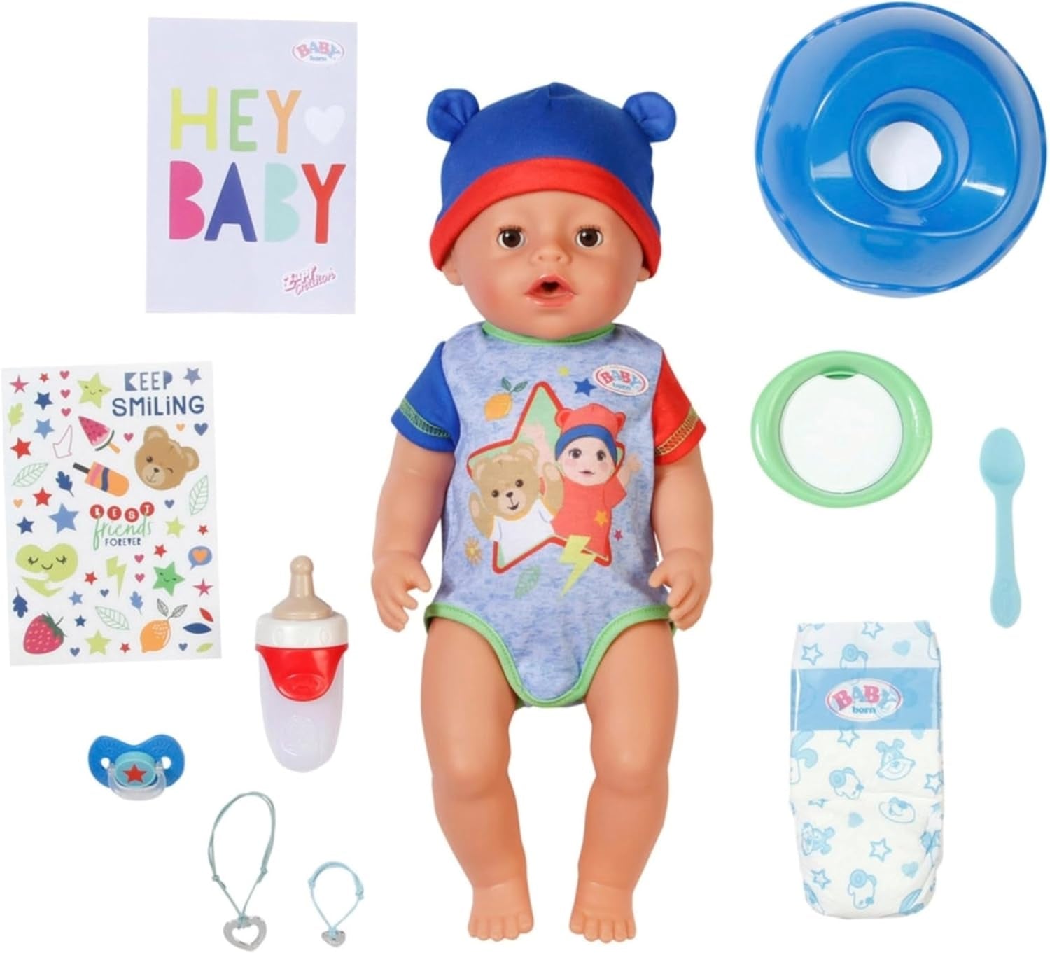 BABY Born Jonas - laleczka bobas 43 cm - 10 funkcji, w tym akcesoria i materacyk - W pełni działa bez baterii - Odpowiednia dla dzieci w wieku od 3 lat