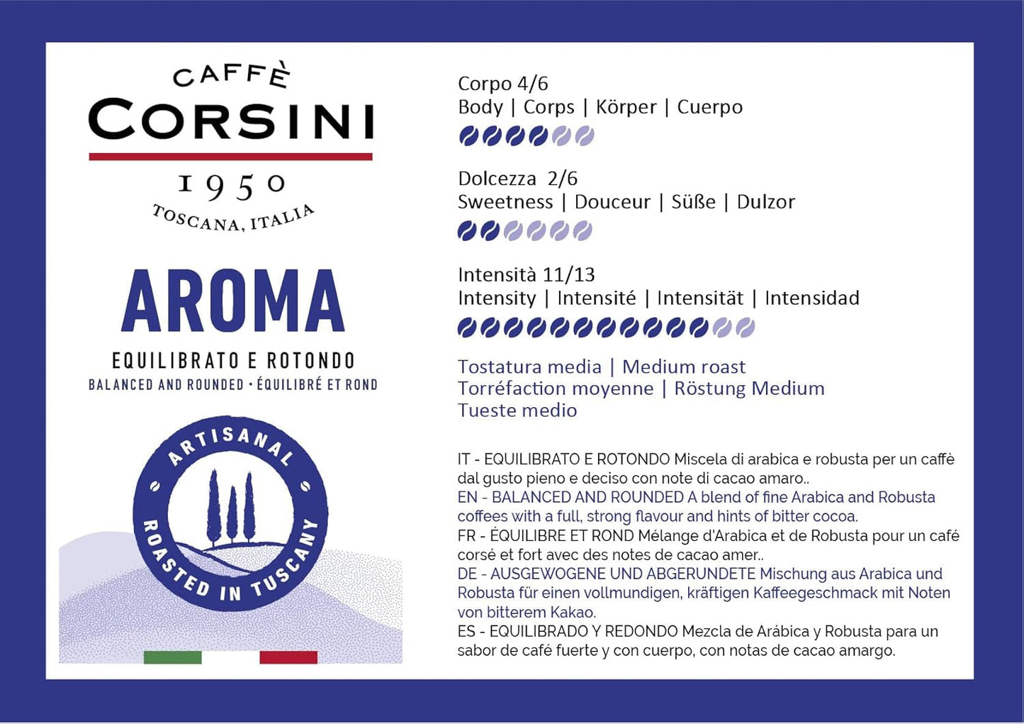 Caffè Corsini - Zestaw Aromatische Kaffeebohnen Der Perfekte Morgen, Ausgewählter Kaffee, 2x500g + 1Kg Zestaw Gesamtes 2Kg