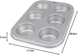 CSB108 6-otworowa, nieprzywierająca forma do muffinów ze stali węglowej, stal nierdzewna, srebrna, 28,9 x 17,7 x 3,1 cm Formy i tace do pieczenia Naty Shop