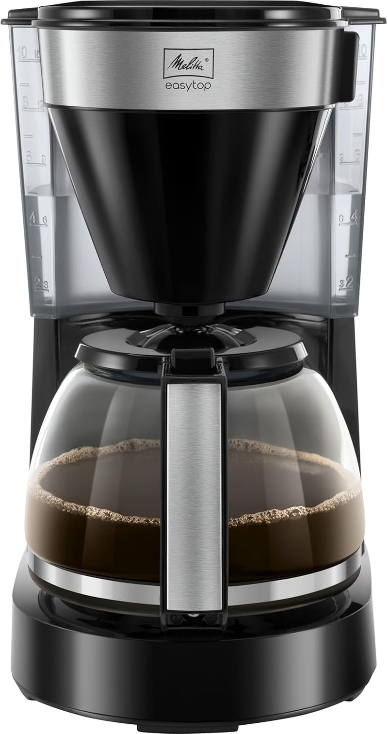 Melitta Easy Top - Ekspres do espresso z filtrem i szklaną karafką, na maksymalnie 10 filiżanek kawy, czarny/stal nierdzewna