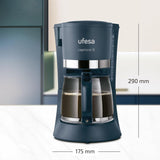 Ufesa CG7114 Capriccio ekspres do kawy przelewowy, 6 filiżanek, 600W, karafka 0,6L, system zapobiegający kapaniu, automatyczne wyłączanie, niebieski