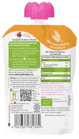 FRECHE FREUNDE Bio Quetschie Apple, Erdbeere, Himbeere mit Grieß, Fruchtmus mit Getreide in Quetschbeutel für Babies od 6. miesiąca, wegańskie, opakowanie 6er (6 x 100g)