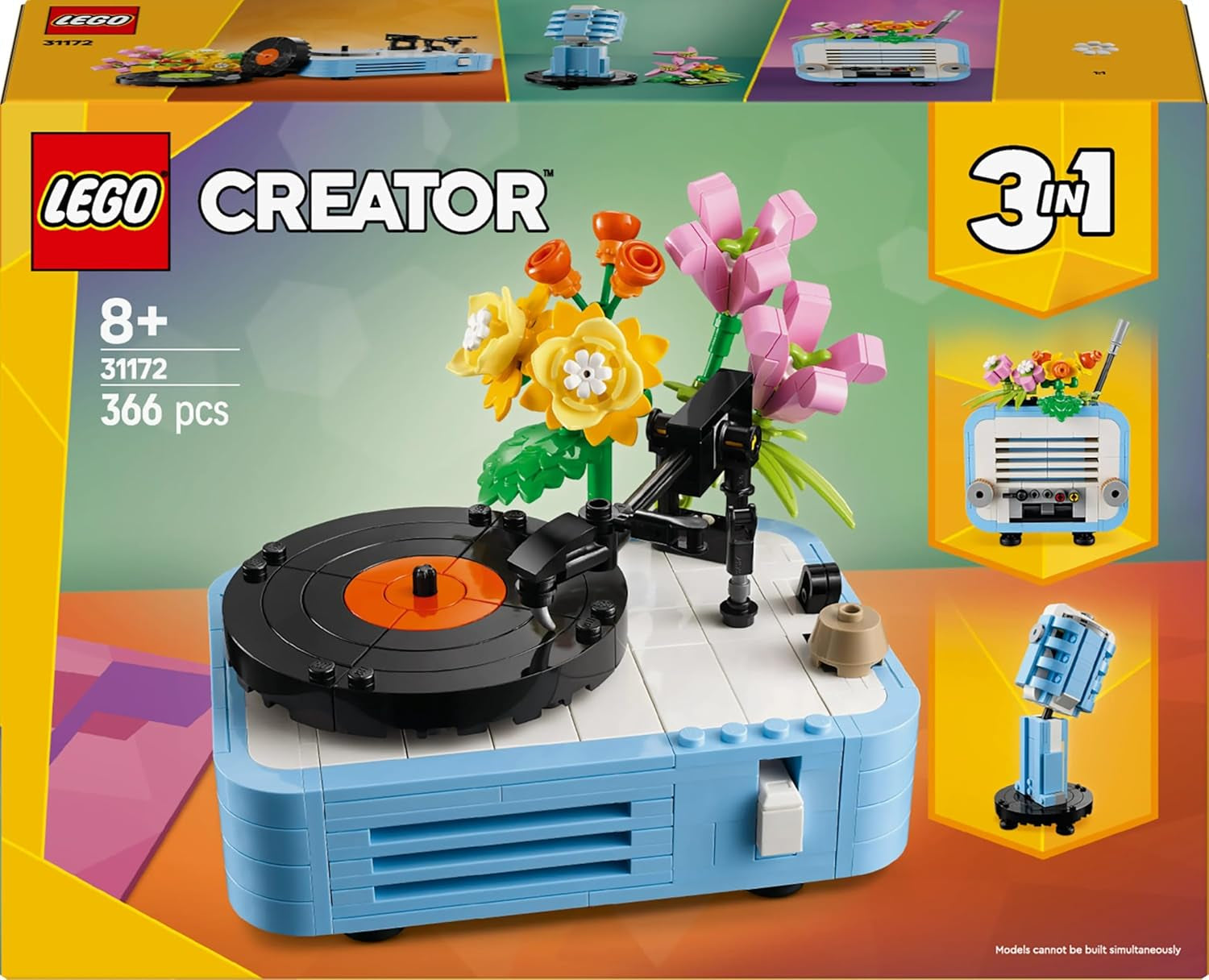 LEGO Creator Odtwarzacz płyt 3 w 1 z kwiatami - zabawka przekształcalna w radio lub mikrofon - zabawki muzyczne dla dzieci - kreatywny pomysł na prezent dla dziewcząt i chłopców od 8 lat 31172 Zestawy do budowania Besuche den LEGO-Store