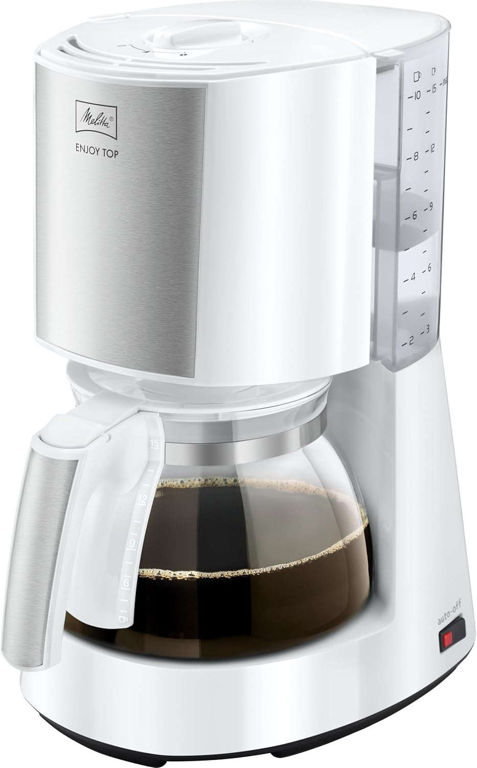 Melitta Enjoy Top Therm - Ekspres do espresso z filtrem i dzbankiem termicznym ze stali nierdzewnej na maksymalnie 10 filiżanek kawy, kolor czarny/stal nierdzewna