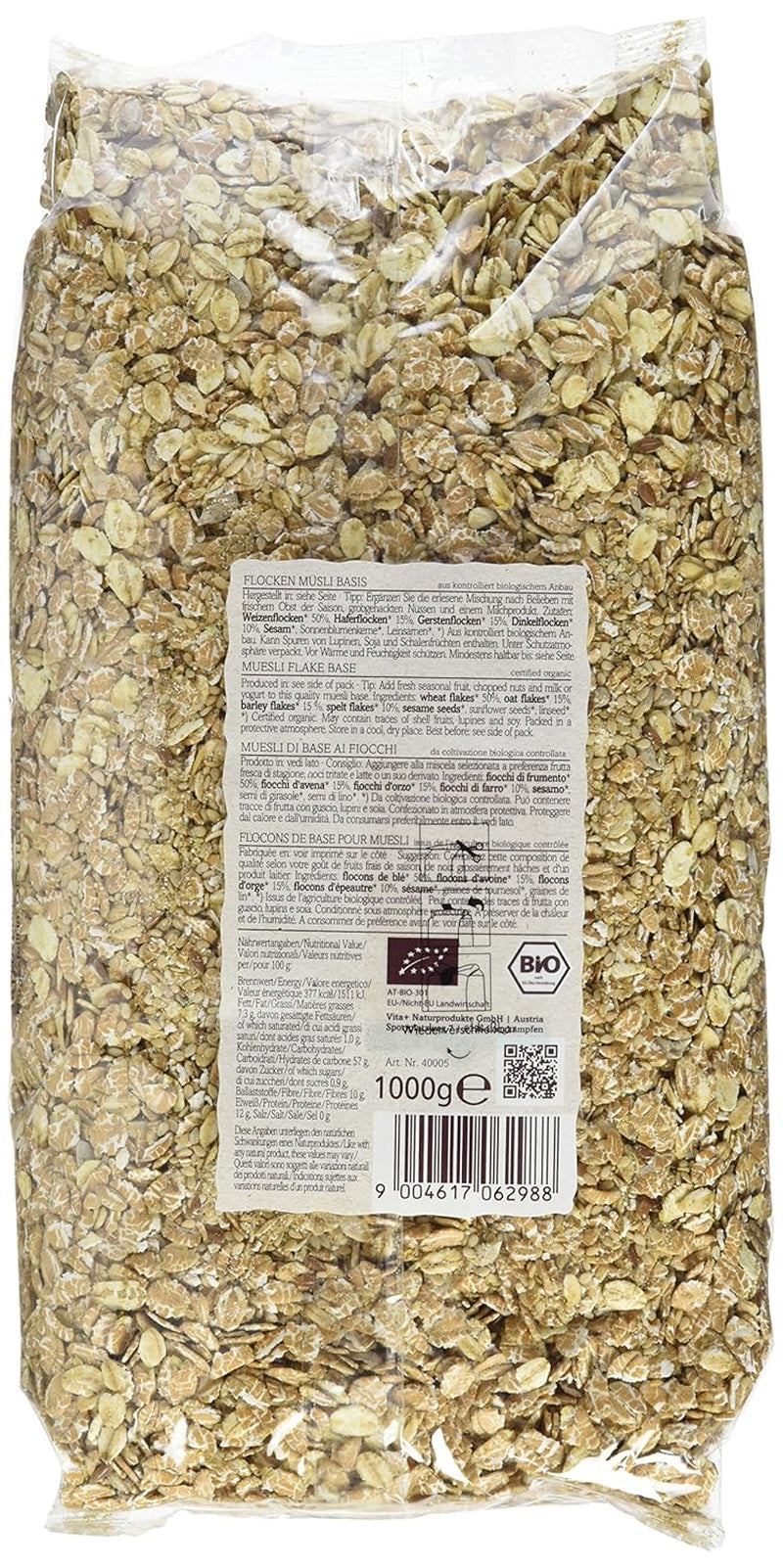 Verival Flocken Basis Müsli - Bio, opakowanie 6Er (6 X 1 Kg) Płatki zbożowe Naty Shop