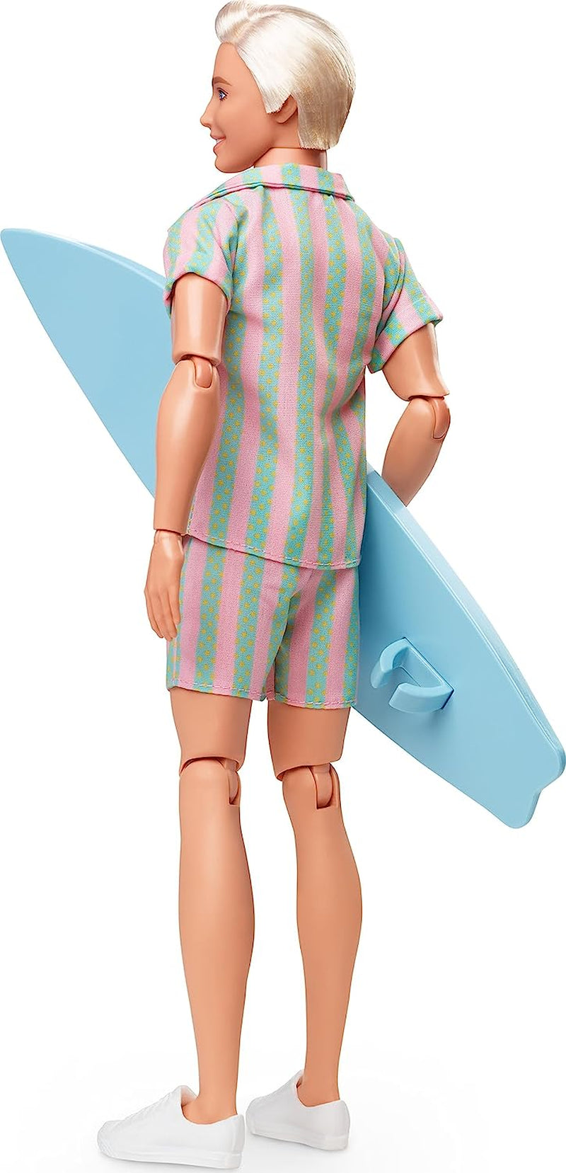 Barbie: film dla fanów filmów o lalkach, lalka Ken, lalka kolekcjonerska z deską surfingową i tenisówkami, ruchome ciało, włosy w kolorze platynowego blond, odpowiednia jako prezent dla 3-letnich dzieci, lalki HPJ97 Naty Shop