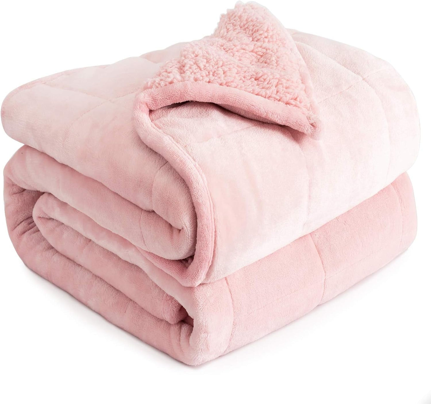 Koc obciążeniowy Cottonblue 6,8 kg Queen Size Flanelowy Shaggy Sherpa Koc obciążeniowy dla dorosłych Wygodne koce obciążane do uspokajania i relaksu Ciężkie kołdry 152,4 x 203,2 Naty Shop Kołdry i kołdry Różowy 60 X 80 15 Lb