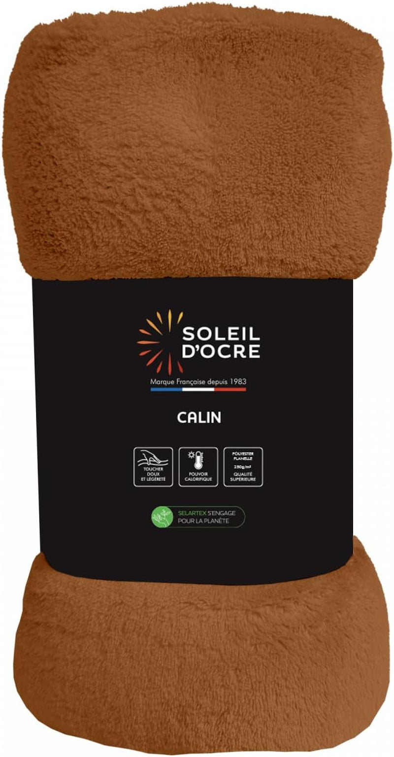 Soleil D'Ocre, koc flanelowy, 220 x 240 cm, Calin, brązowy Kołdry i kołdry Naty Shop Orange 220 x 240 cm