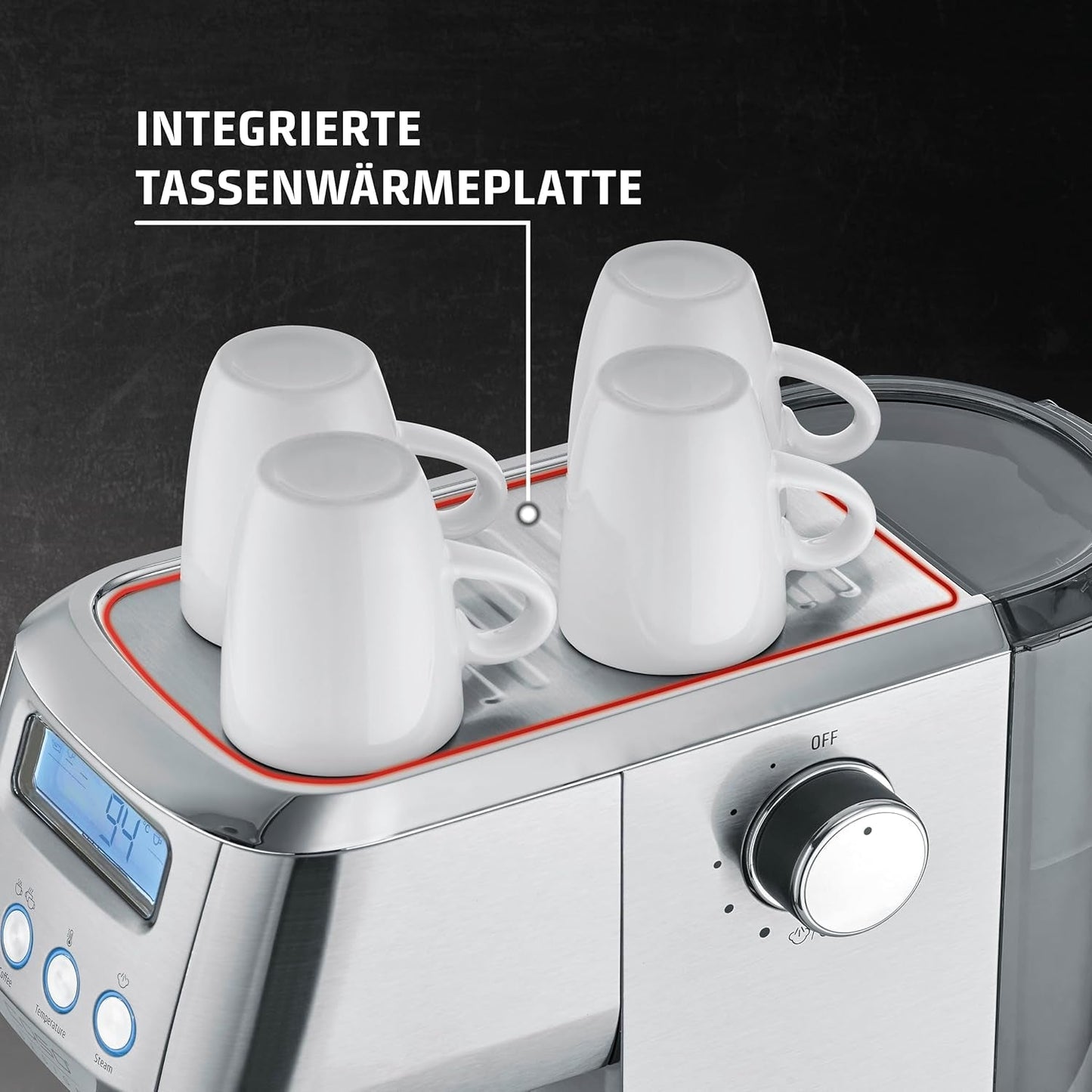 CASO EspressoGourmet Crema - Ekspres z kolbą ze spieniaczem do mleka, espresso, cappuccino, kolba ze stali nierdzewnej, pompa ULKA 20 bar, ekspres do kawy, kawa mielona, ​​kapsułki ESE