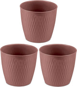 Zestaw 5 brązowych doniczek o średnicy 16 cm - Solidne doniczki z tworzywa sztucznego - Dekoracyjna doniczka z opcją drenażu - Elegancka doniczka do użytku wewnątrz i na zewnątrz