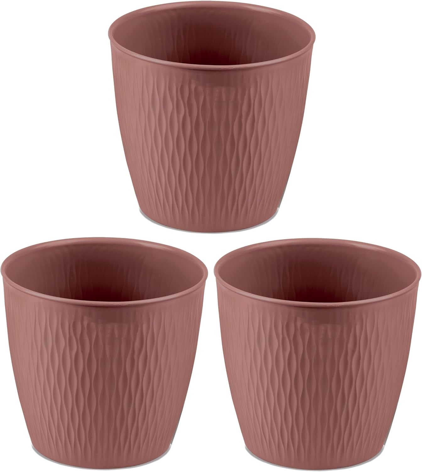Zestaw 5 brązowych doniczek o średnicy 16 cm - Solidne doniczki z tworzywa sztucznego - Dekoracyjna doniczka z opcją drenażu - Elegancka doniczka do użytku wewnątrz i na zewnątrz