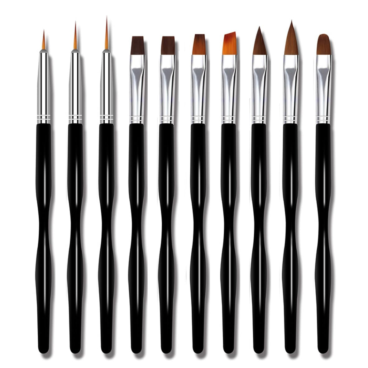Zestaw pinsel do zdobienia paznokci, 10 sztuk Nageldesign Malerei Pinsel, Professionelle Nail Art Design Pinsel, Pinsel do paznokci Fine Liner, Schwarz