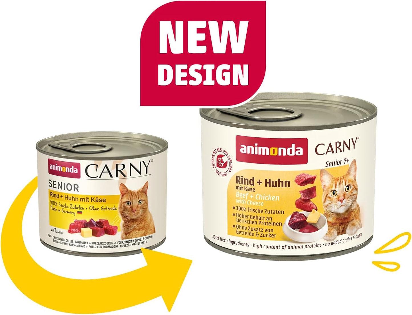 Animonda Carny Senior Mokra karma dla kotów z wołowiną + kurczakiem + serem (6 x 200g), bezzbożowa i bezcukrowa mokra karma dla kotów od 7 roku życia, ze świeżymi i mięsnymi składnikami