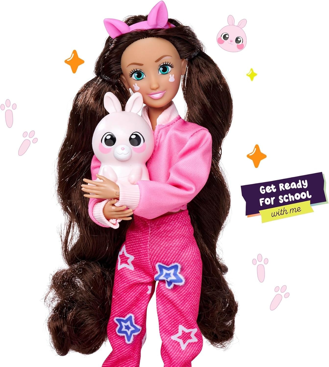 Simba 105953975 — Kawaii Hi Dress-Up Lalka Lucy (26 cm) — przegubowa lalka fryzjerska, lalka-królik z długimi włosami i akcesoriami Zabawka dla dzieci od 4 lat