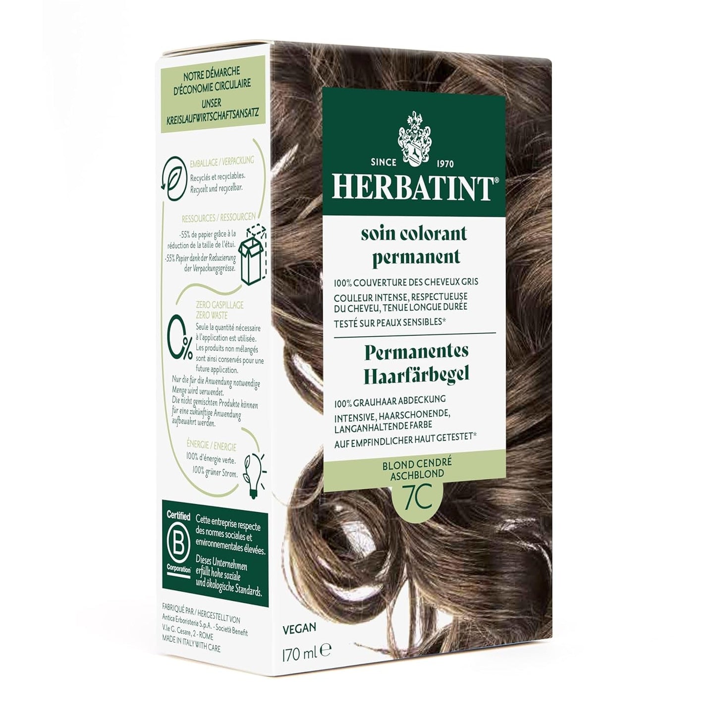 Żel do trwałej farbowania włosów 6N ciemny blond - 170 ml I Bez amoniaku, 100% pokrycia siwych włosów I Testowany na skórze wrażliwej, z 8 ekstraktami roślinnymi