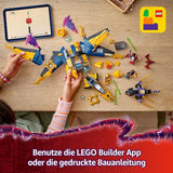 Samolot Super Storm LEGO NINJAGO Rasa i Arina — zabawka z dronem, miotaczami, ostrzami i silnikami — w zestawie. Trzy minifigurki Ninja do odgrywania ról — zestaw do budowania dla chłopców i dziewcząt od 8 lat 71833 Zestawy do budowania Besuche den LEGO-Store