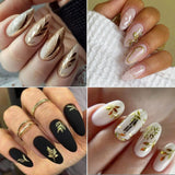 JMEOWIO Nagelsticker Goldene Blumen 8 Blatt Nail Art Naklejka Selbstklebend Nagelaufkleber Dekoration Nageldesign Zubehör