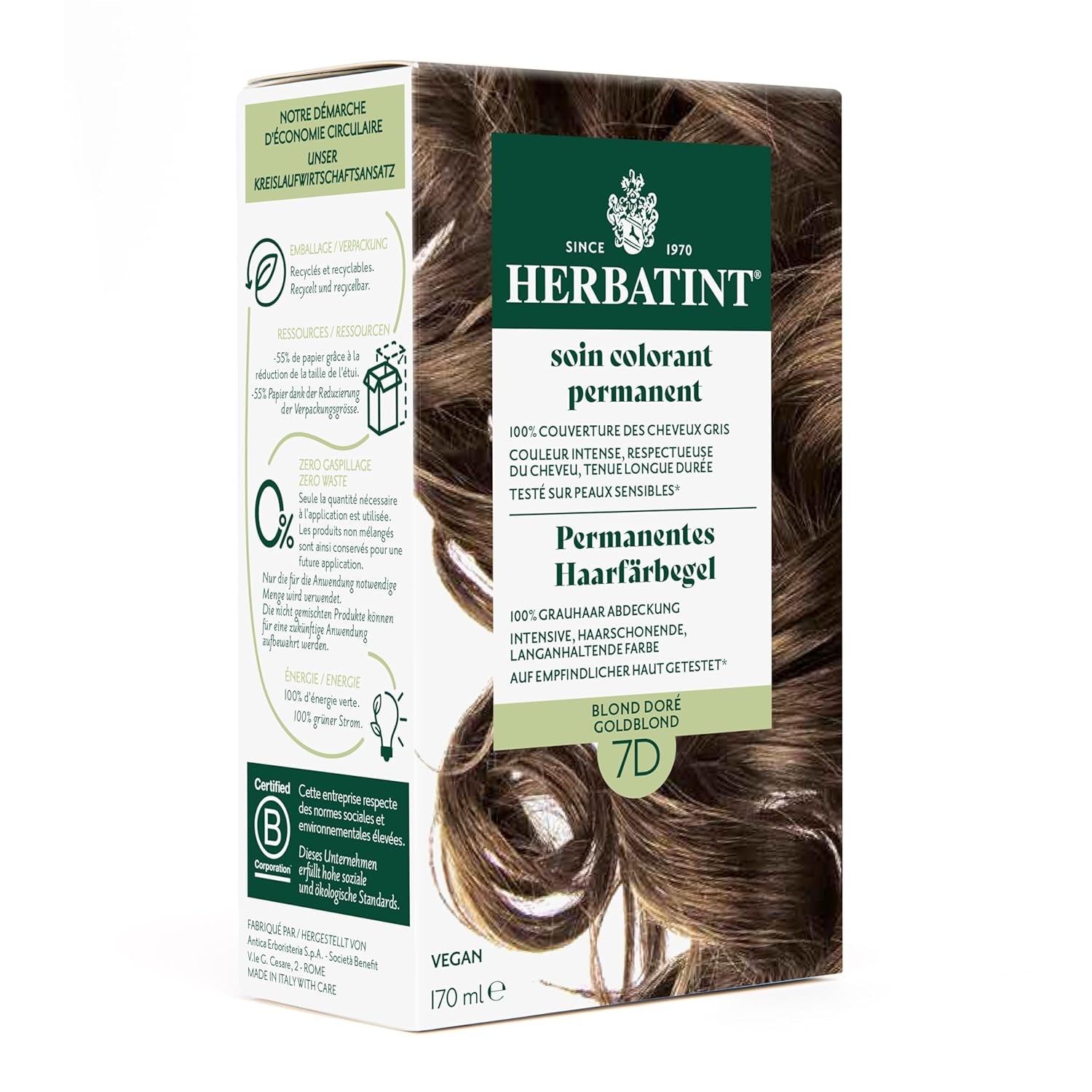 Żel do trwałej farbowania włosów 6N ciemny blond - 170 ml I Bez amoniaku, 100% pokrycia siwych włosów I Testowany na skórze wrażliwej, z 8 ekstraktami roślinnymi