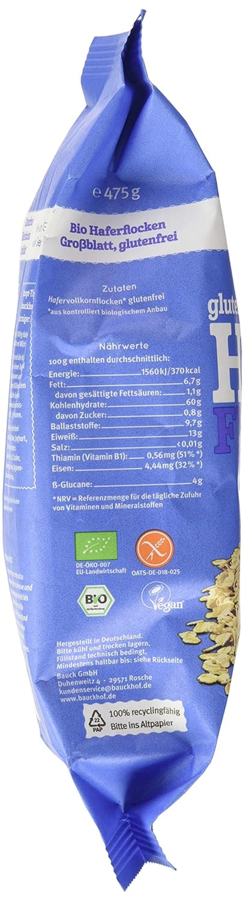Organiczne płatki owsiane Hof, 475 g