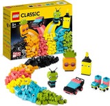 LEGO 11027 Klasyczny neonowy zestaw do kreatywnego budowania, zestaw klocków, zabawka do budowania z modelami: samochodu, ananasa, obcego, wrotek, figurkami i nie tylko, dla dzieci od 5 lat Zestawy do budowania Besuche den LEGO-Store Single