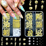 Charms do paznokci, 6 Boxen Gold Silber Nagel Charms 3D Gold Bogen Stern Nail Art Dekoration + 6200 Strasssteine ​​​​Bunt Steine ​​AB Perlen Diamanten, 3D Legierung Bow Nail Gems Nagel Deko Für Frauen Nagel (6-A)