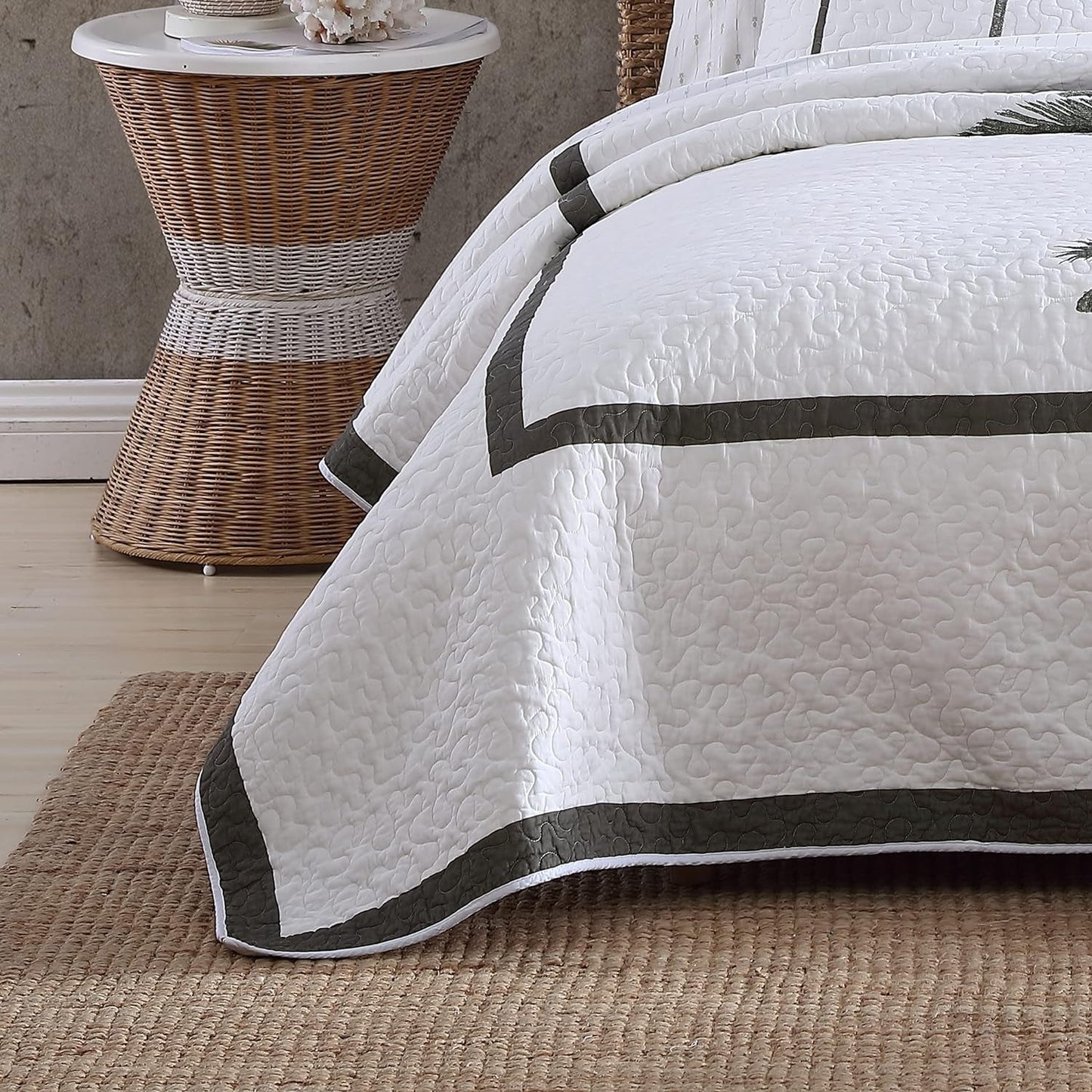 Kolekcja Tommy Bahama Palm Island | Pocieszyciel - 100% bawełna, dwustronny, miękki i oddychający, wstępnie wyprany dla dodatkowej miękkości, łóżko king size, szary Kołdry i kołdry Naty Shop