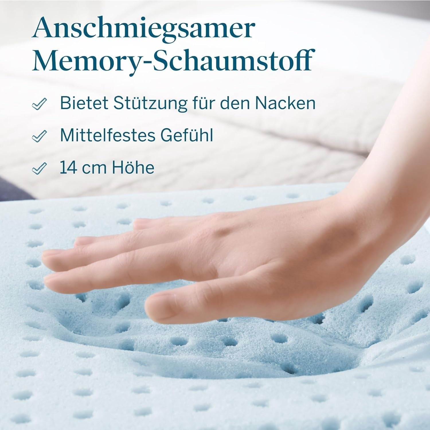 Poduszka LUCID z pianki memory z żelem 40x60 cm - oddychająca - efekt chłodzący - poszewka nadająca się do prania - poduszka z certyfikatem Oeko-Tex, biała