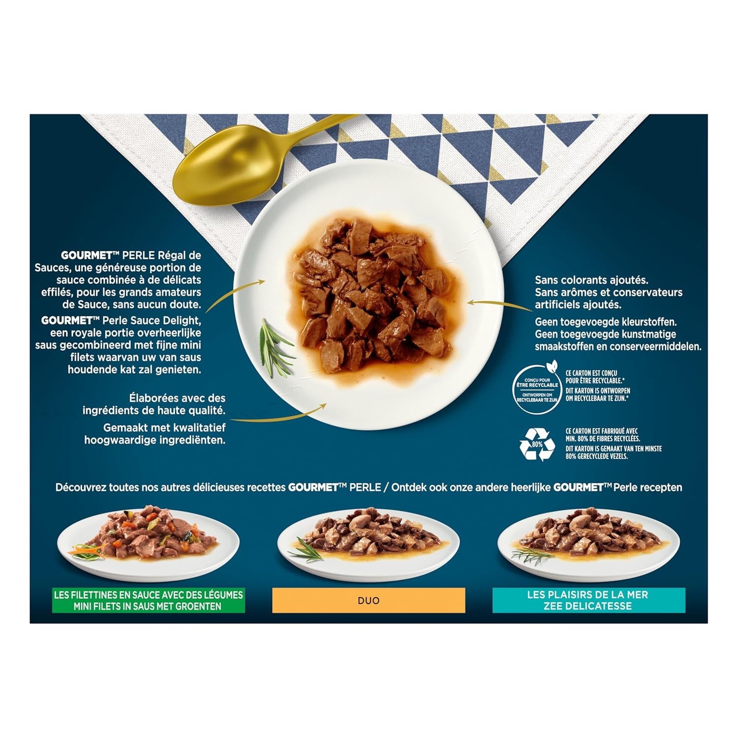 Perła | Uchwyt na sos | Dorosły kot | Wołowina, Kurczak, Tuńczyk, Łosoś | 12x85g | Saszetki świeżości (opakowanie może się różnić)
