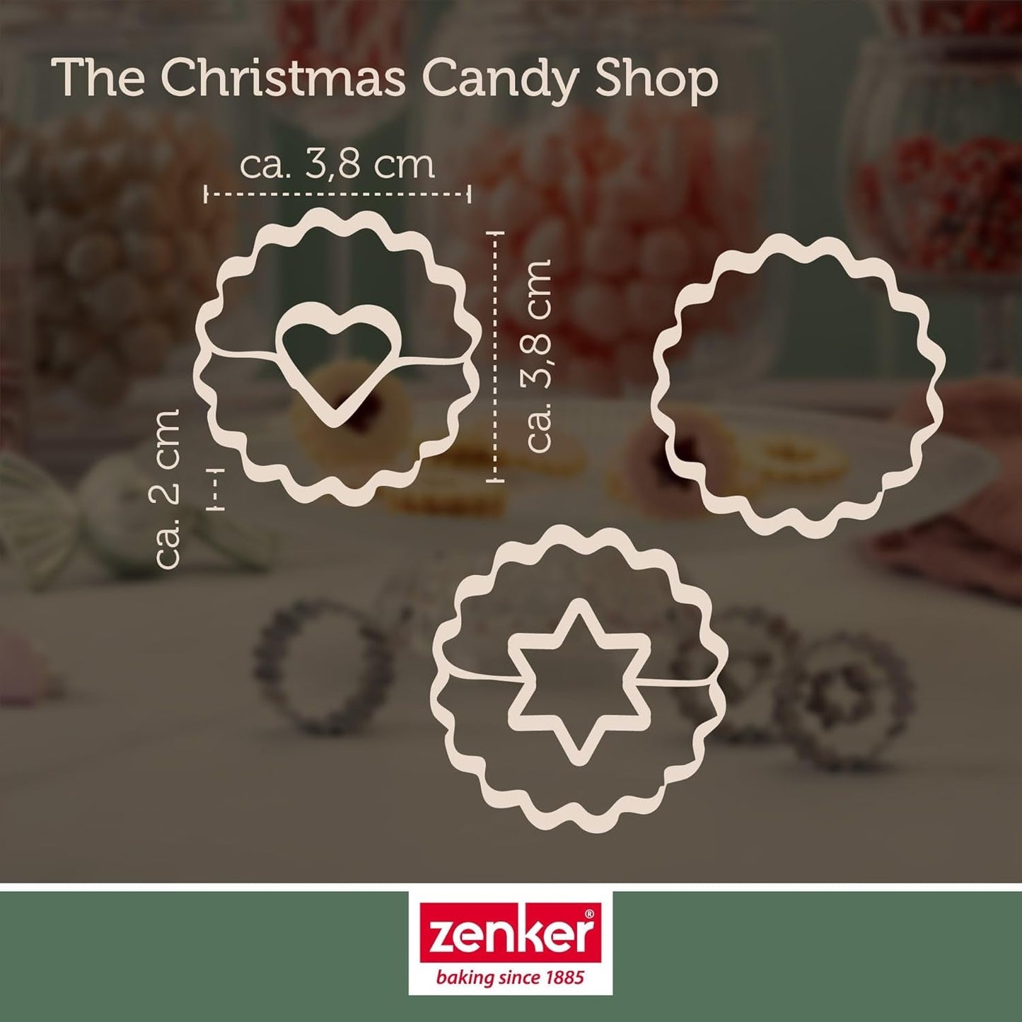Zenker Ausstecher-Set Linzer Herz und Stern aus Edelstahl – Perfekt für Weihnachtskekse, 3-teilig, inkl. Geschenkverpackung, spülmaschinengeeignet und rustfrei – Sklep ze słodyczami bożonarodzeniowymi