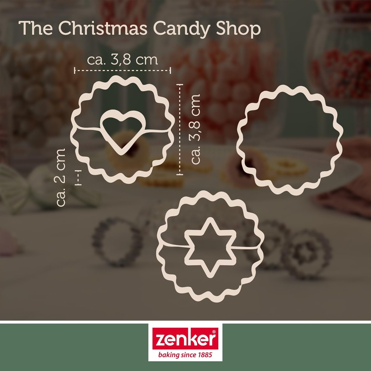 Zenker Ausstecher-Set Linzer Herz und Stern aus Edelstahl – Perfekt für Weihnachtskekse, 3-teilig, inkl. Geschenkverpackung, spülmaschinengeeignet und rustfrei – Sklep ze słodyczami bożonarodzeniowymi