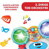 Chicco 00009820100000 Mi First Drum Set ze światłami i dźwiękami, 3 tryby gry Instrument muzyczny z baterią dla dzieci, wielokolorowy, duży Jucarii Bebe Naty Shop
