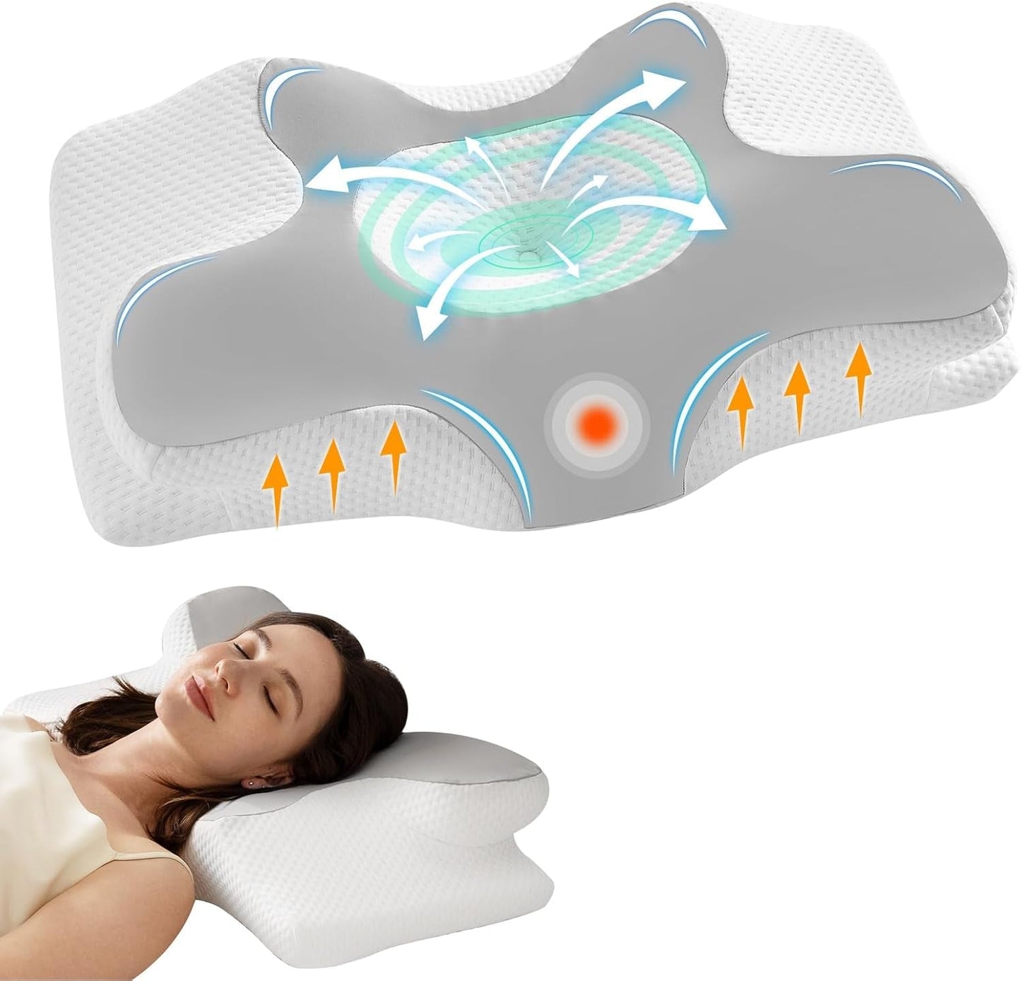 Homyrium Ergonomiczna poduszka pod szyję Poduszka ortopedyczna z pianki Memory Poduszka podtrzymująca szyję Poduszka przeciw chrapaniu Poduszka boczna Poduszka na tył brzucha Szara Poduszki ortopedyczne szyjki macicy Naty Shop szary