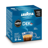 Lavazza A Modo Mio Dek Cremoso, 256 kapsułek kawy, do espresso bezkofeinowego z aromatycznymi nutami migdałów i canditis, 100% Arabica, intensywność 7/13, średnio palona, ​​16 opakowań