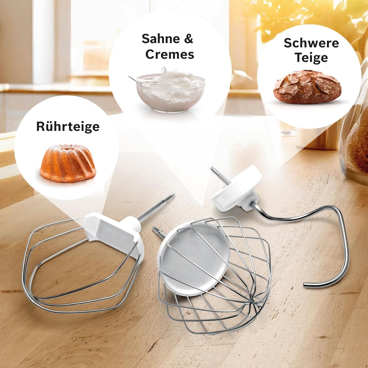 Bosch Küchenmaschine Serie 2 MUMS2EW00, Edelstahl-Schüssel 3,8 L, Planetenrührwerk, Knethaken, Schlag-, Rührbesen Edelstahl, 4 Arbeitsstufen, Durch Optiones Zubehör Erweiterbar, 700W, Weiß Kitchen Naty Shop