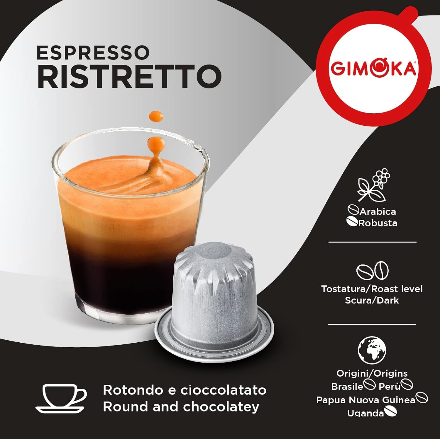 Gimoka Kaffeekapseln Espresso Ristretto, Intensität 11/13-100 Kapsel aus Aluminium - Kompatybilny z Nespresso* Haushalts-Espressomaschinen - 100 Stück (10 x 10 Getränke) - Hergestellt in Italy