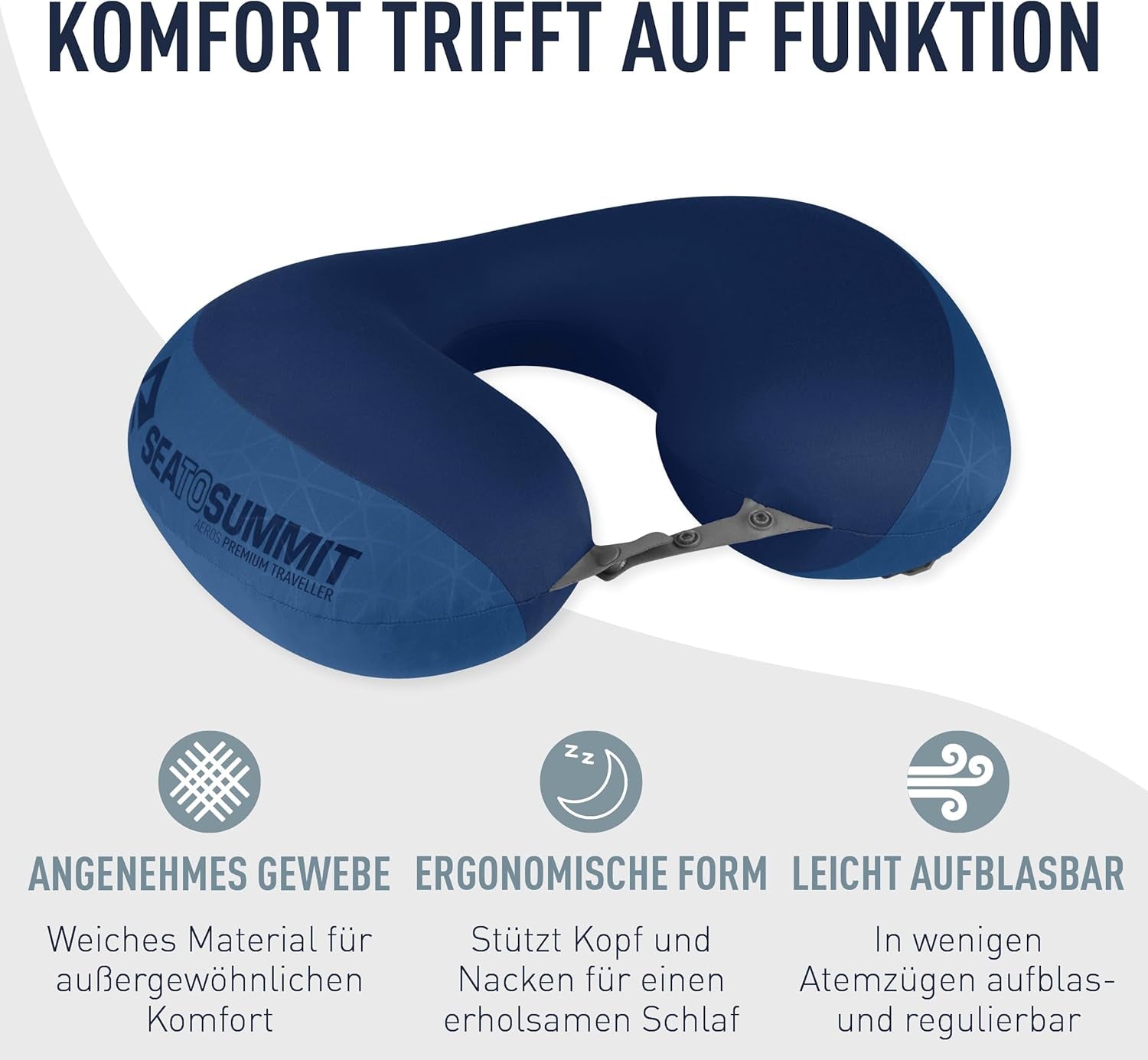 Sea to Summit - Poduszka podpierająca lędźwie Eros Premium - Nadmuchiwana poduszka podtrzymująca - Odciążenie pleców - Materiał poliestrowy 50D - Kompaktowa torba podróżna - Serwis, podróże i wycieczki samochodowe - Granatowy - 93g