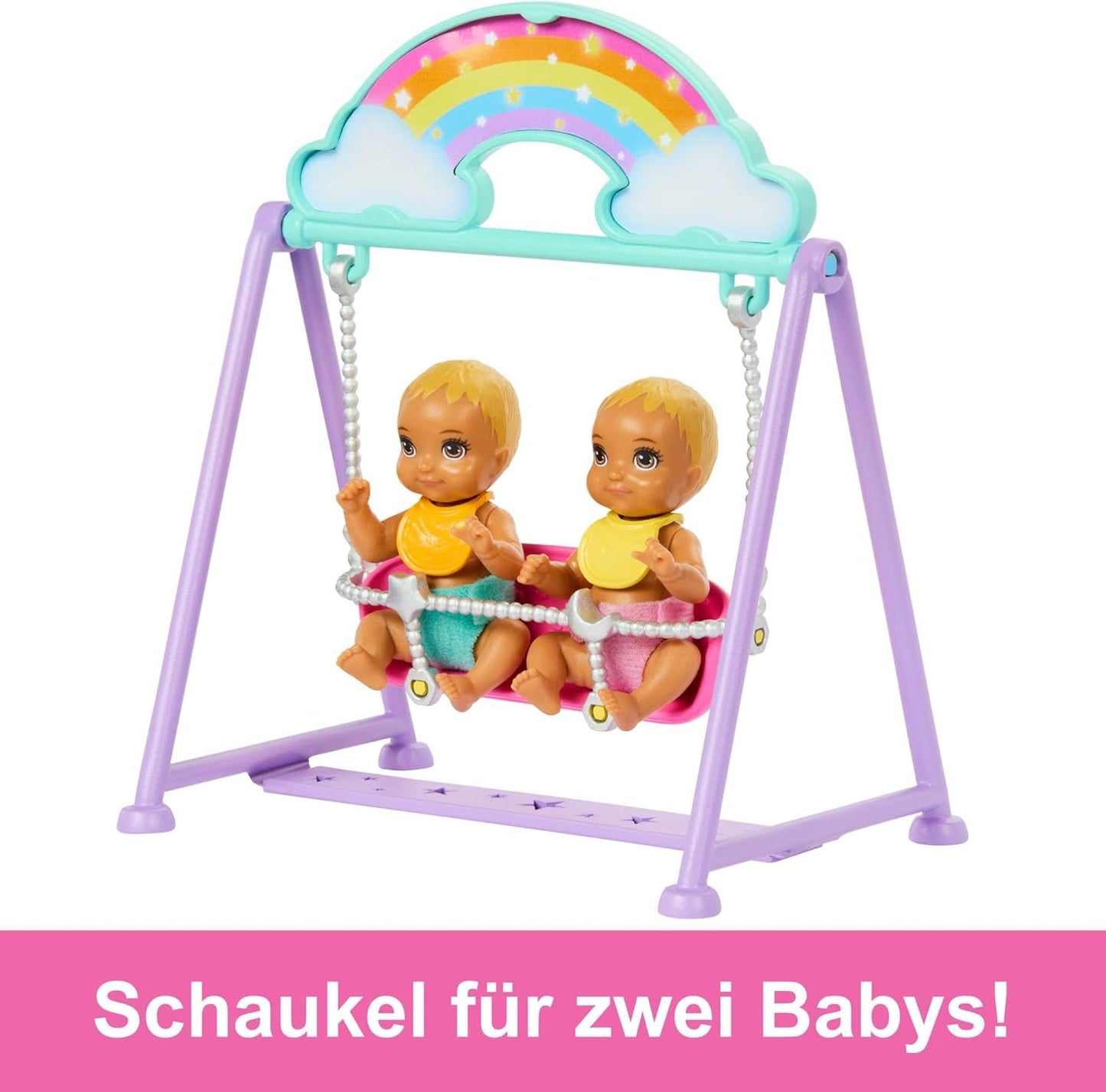 Lalka Barbie Skipper i żłobek z akcesoriami, w tym lalki bliźniacze, 1 łóżeczko, 1 huśtawka, 1 bujak i wiele innych, lalki HXM99 Naty Shop