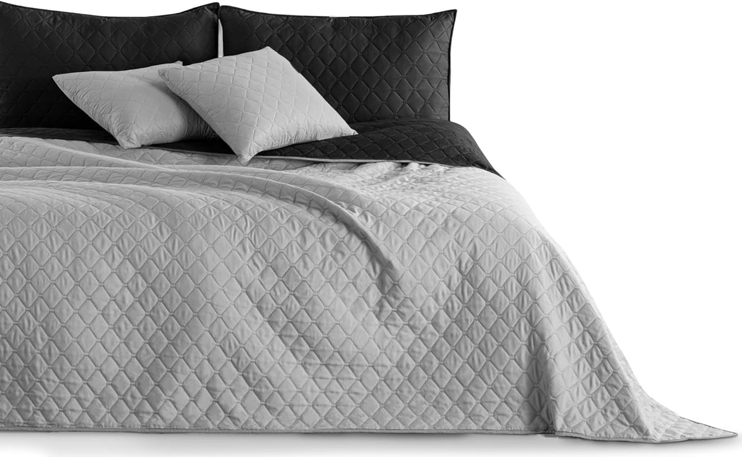 Narzuta Decoking 200 x 220 cm Grafit Antracyt Srebrnoszary Dwustronna narzuta łatwa w utrzymaniu Axel Łóżka i koce Besuche den DecoKing-Store Axel Srebrny Czarny 200 x 220 cm
