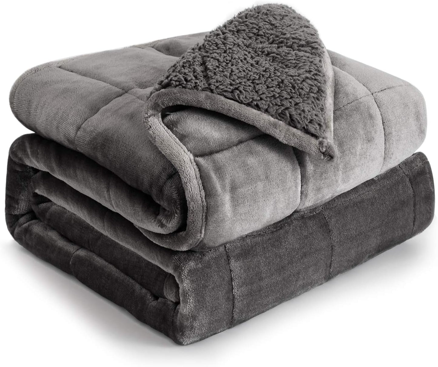 Koc obciążeniowy Cottonblue 6,8 kg Queen Size Flanelowy Shaggy Sherpa Koc obciążeniowy dla dorosłych Wygodne koce obciążane do uspokajania i relaksu Ciężkie kołdry 152,4 x 203,2 Naty Shop Kołdry i kołdry Szary 48 X 72 15 Lb