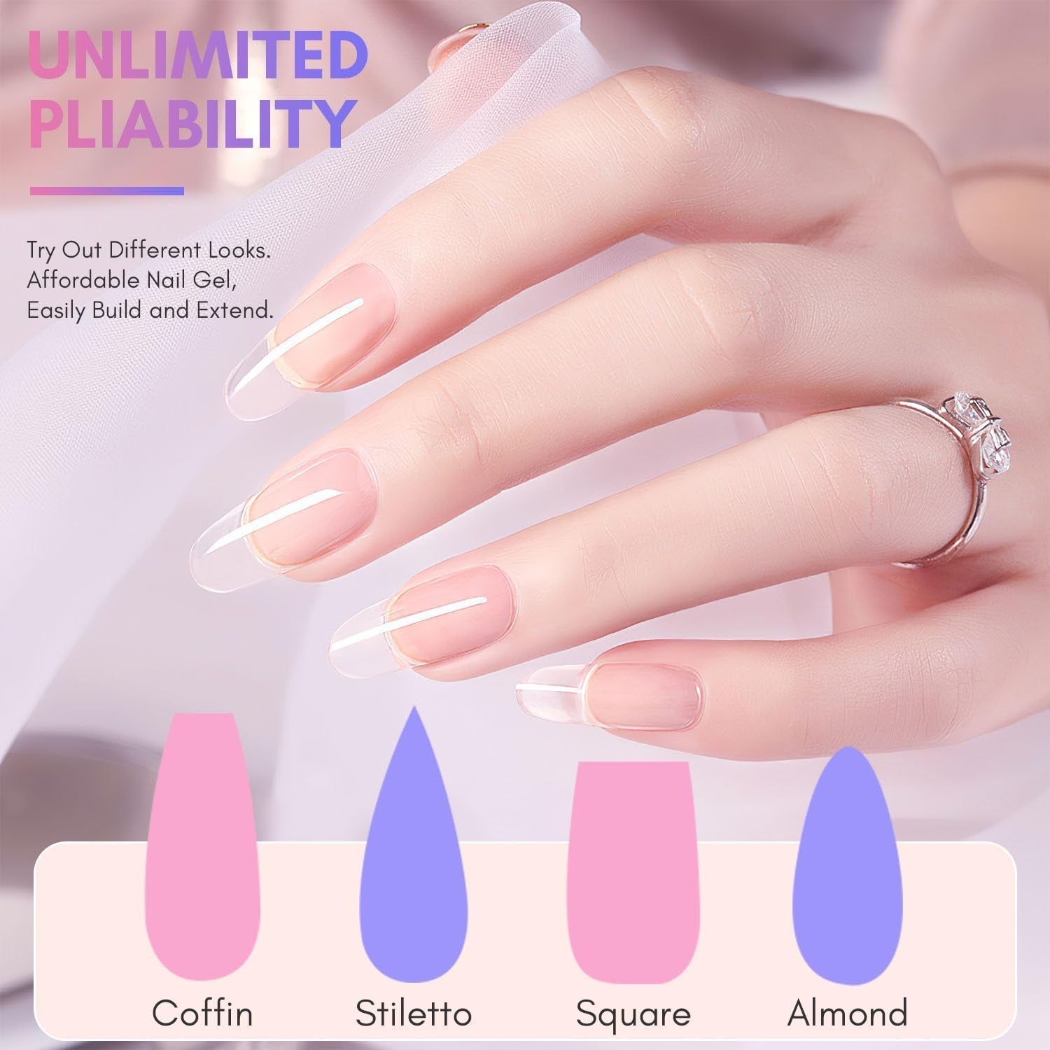 Makartt Poly Nail Extension Gel - 50 ML Extension Builder Akrylowy Poly Nägel Aufbaugel Extender Gel Für Gelnägel Für Nagelverlängerung, Nagelstärkung, Dekoracja paznokci (przezroczysty)