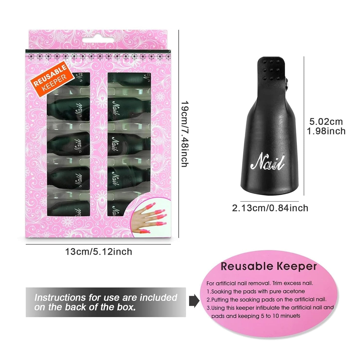 Klipsy Hanyousheng Nagellackentferner, klipsy Nagel, 10 klipsów Stück Schwarz Nagelclips, Nagel Klammer, czapki żelowe Nails Art, czapki z klipsem Soak off Żel UV Poliermittel Entferner Wrap Nail Tool