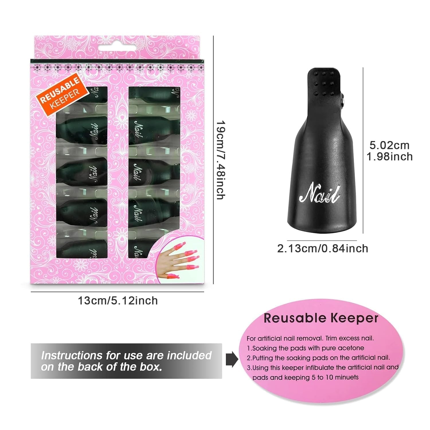 Klipsy Hanyousheng Nagellackentferner, klipsy Nagel, 10 klipsów Stück Schwarz Nagelclips, Nagel Klammer, czapki żelowe Nails Art, czapki z klipsem Soak off Żel UV Poliermittel Entferner Wrap Nail Tool