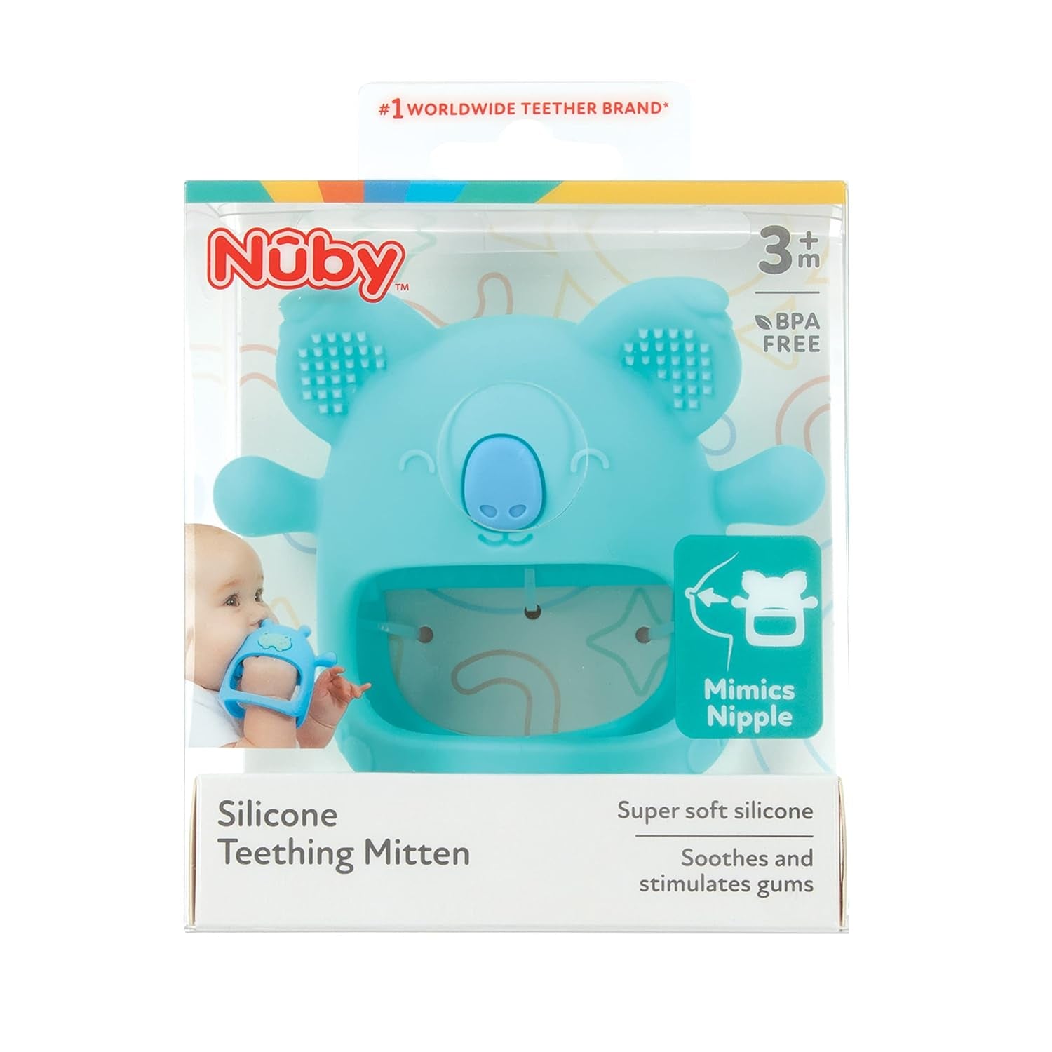 Nuby – Silikonowe rękawice dentystyczne, bez BPA, Blue Koala, od 3 miesięcy