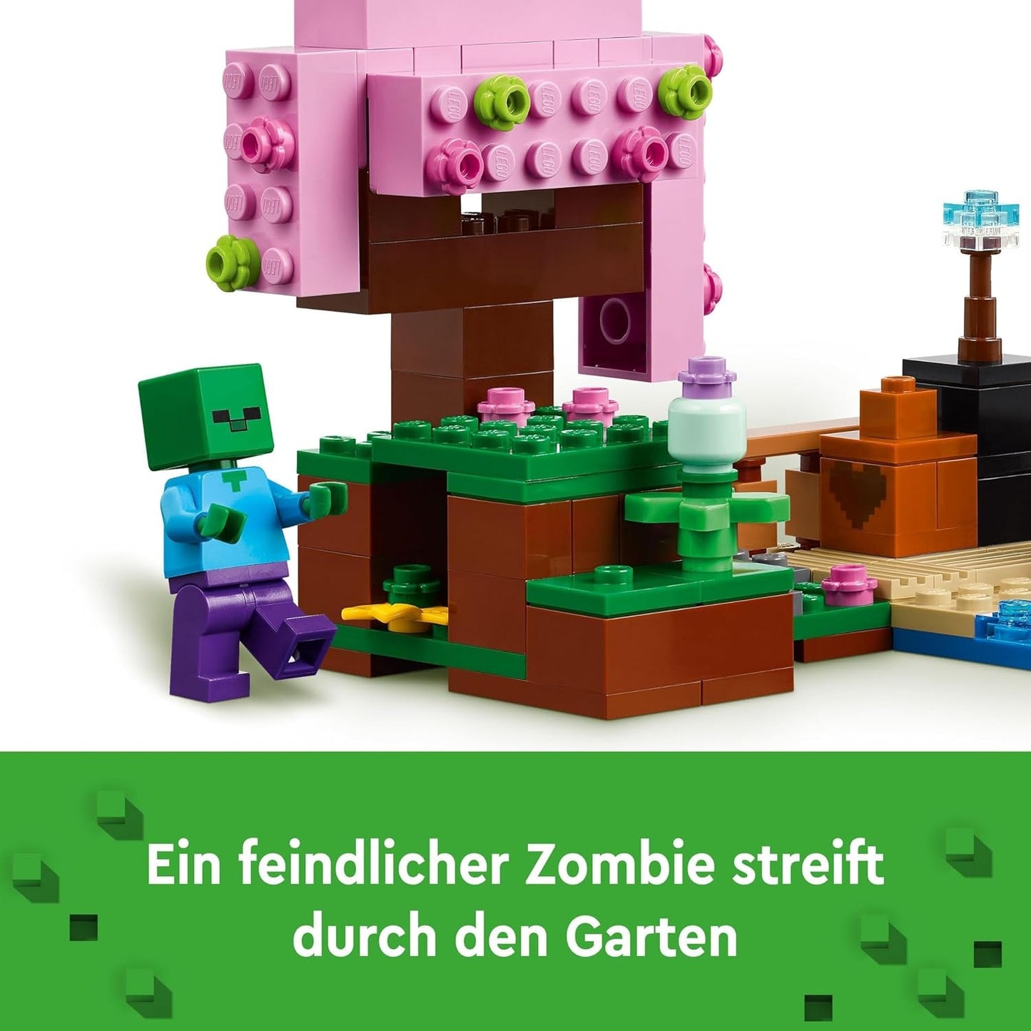 LEGO Minecraft Sad z kwiatami wiśni Zabawkowy ogród do zwiedzania ze Słoneczkiem, Wąchaczem, Zombie i Pszczołami Prezent dla graczy dla chłopców i dziewcząt w wieku 8 lat 21260 Zestawy do budowania Szukaj sklepu LEGO