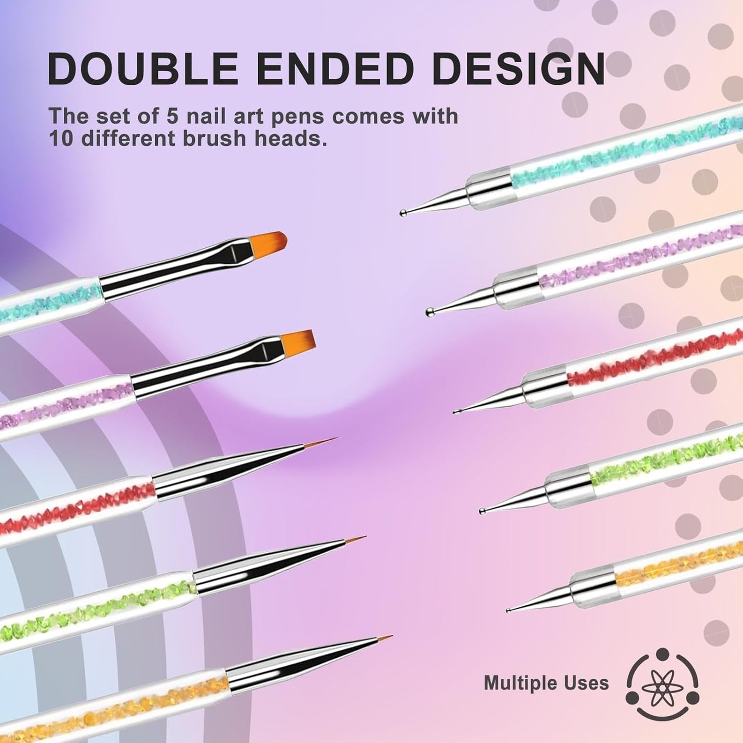 5 Stück Nagel Pinsel, Pinsel Für Gelnägel, Nageldesign Pinsel, Narzędzia do zdobienia paznokci, Für Herstellen Von Nagellack, Punktieren, Feinmalerei, DIY