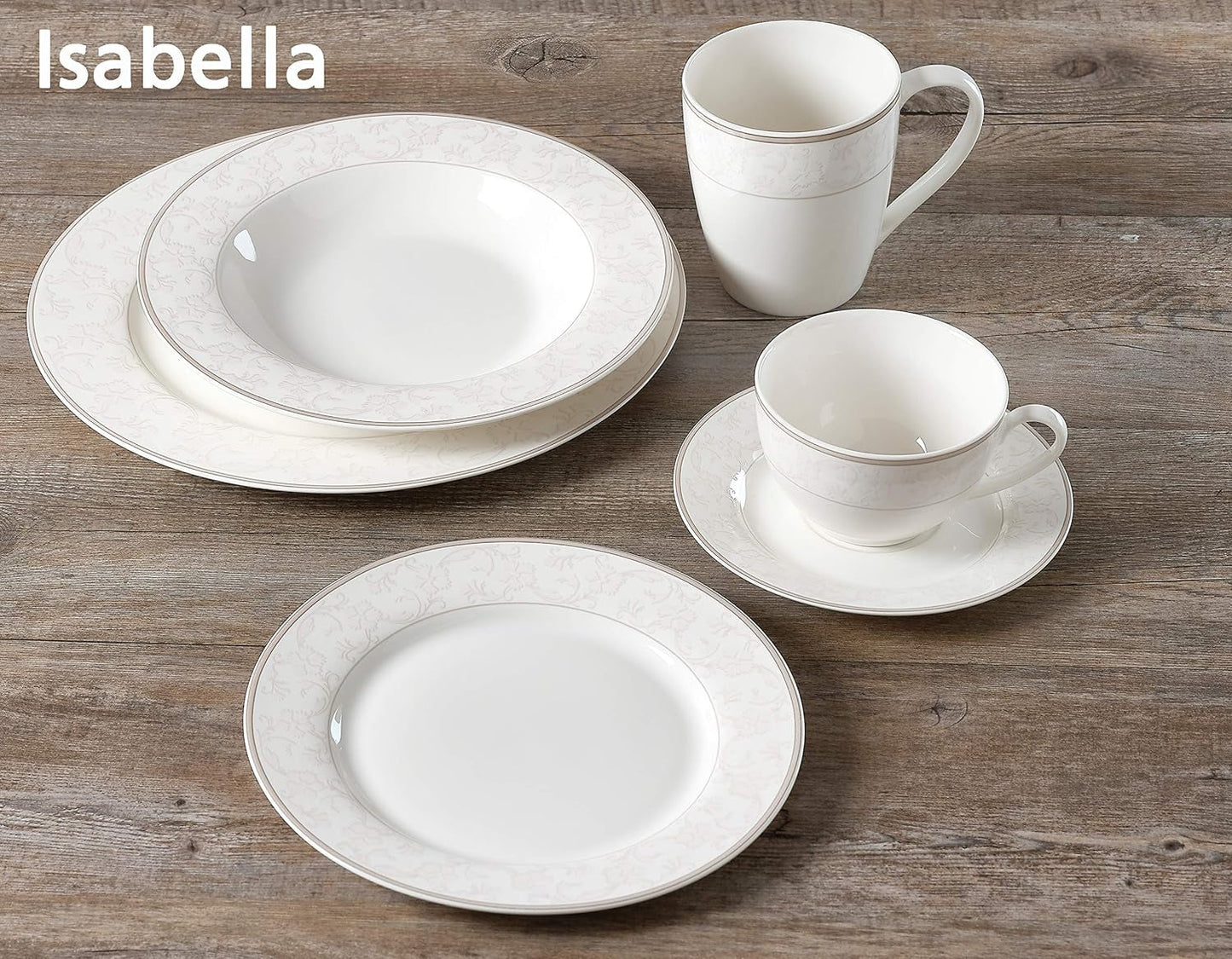 Serwis kawowy Ritzenhoff & Breker Isabella, 18 sztuk, delikatna porcelana, biała z ozdobami, 37 x 26 x 25 cm