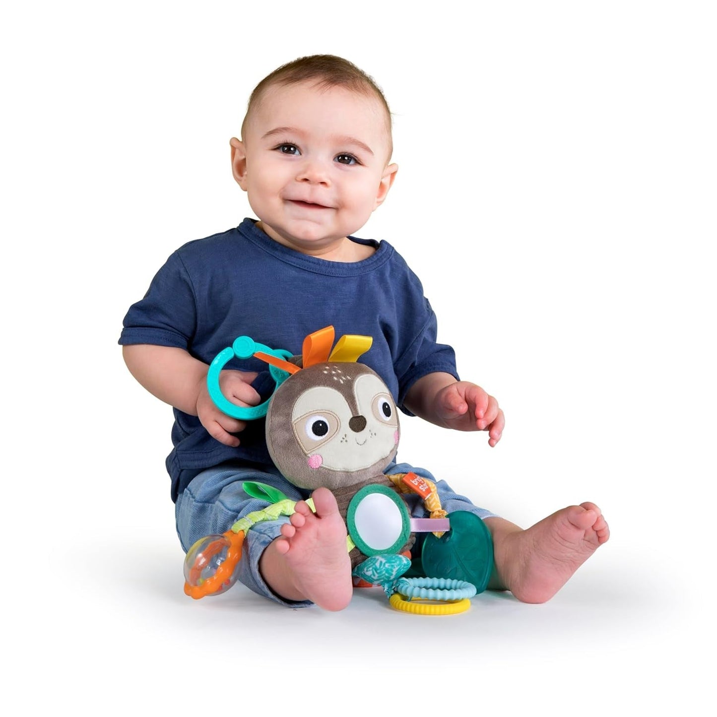 Wózek spacerowy Bright Starts Sloth - z grzechotką, lusterkiem i pętlami do zawieszek Zabawki dla dzieci Naty Shop Sloth