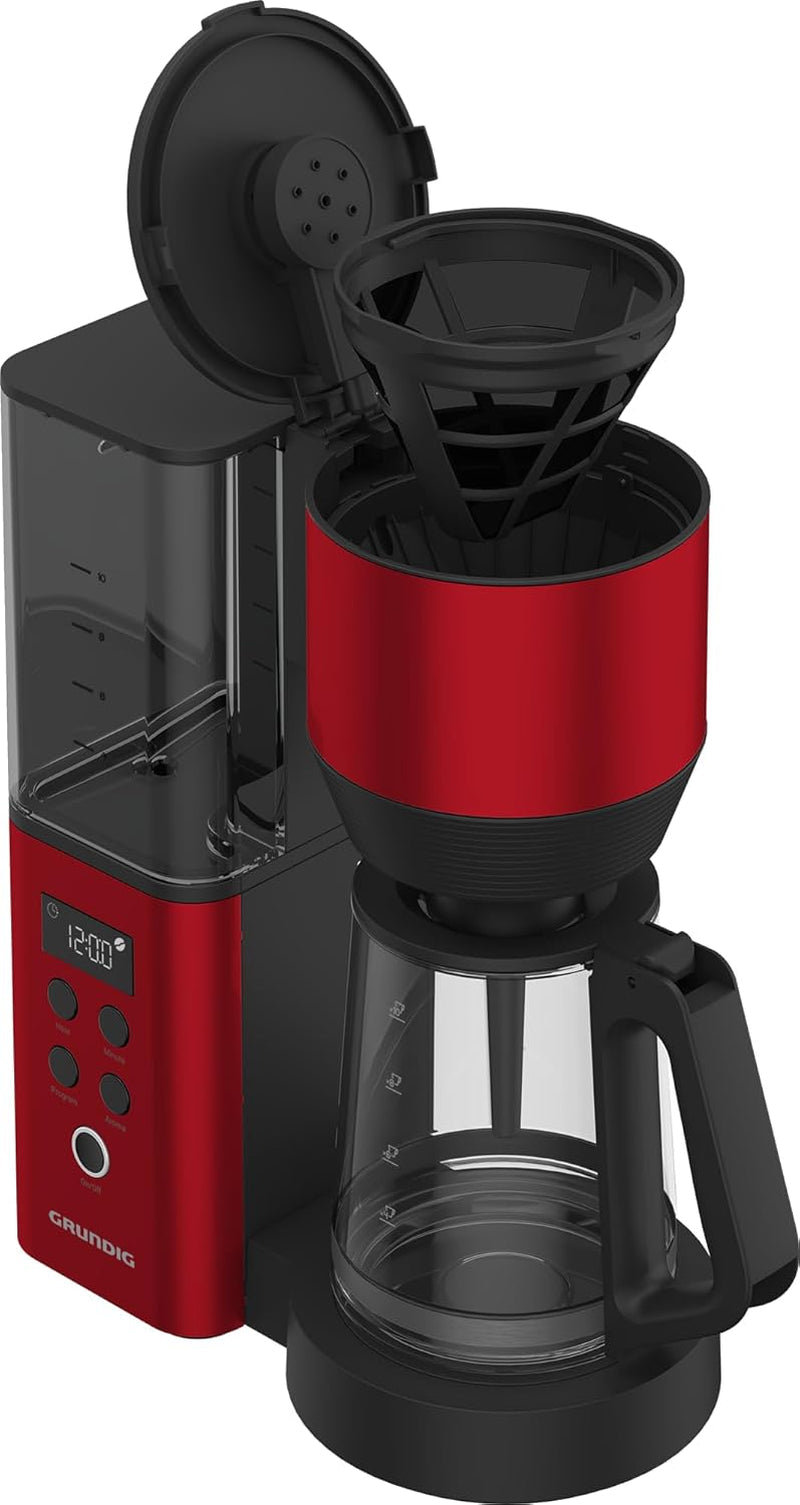 Cyfrowy ekspres do kawy z filtrem GRUNDIG KM8440, czerwony, 1000 W, 1,25 litra