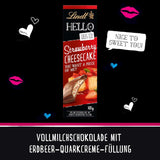 Lindt HELLO Truskawkowy Sernik Czekoladowy | Batonik 100g | Czekolada mleczna z nadzieniem kremowym z twarogu truskawkowego | Tabliczka czekolady | Prezent czekoladowy (zestaw 5 sztuk)